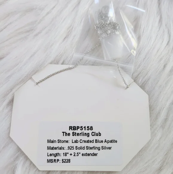 NWT Bomb Party 5158 Blue Apatite .925 Solid Sterling Silver 18" Necklace - Picture 4 of 5